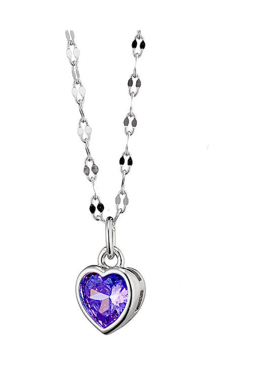 Oxzen Halskette mit Design Herz aus Silber mit Zirkon