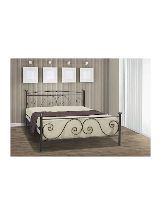 Rhodos Bett Doppel Metall Kupfer für Matratze 1...