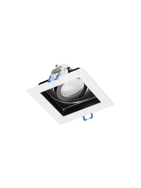 Orno Square Plastic Recessed Spot with Integrated LED and Cool White Light Black