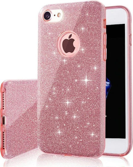 Glitter 3in1 Back Cover Σιλικόνης / Πλαστικό Ροζ (iPhone 12 / 12 Pro)