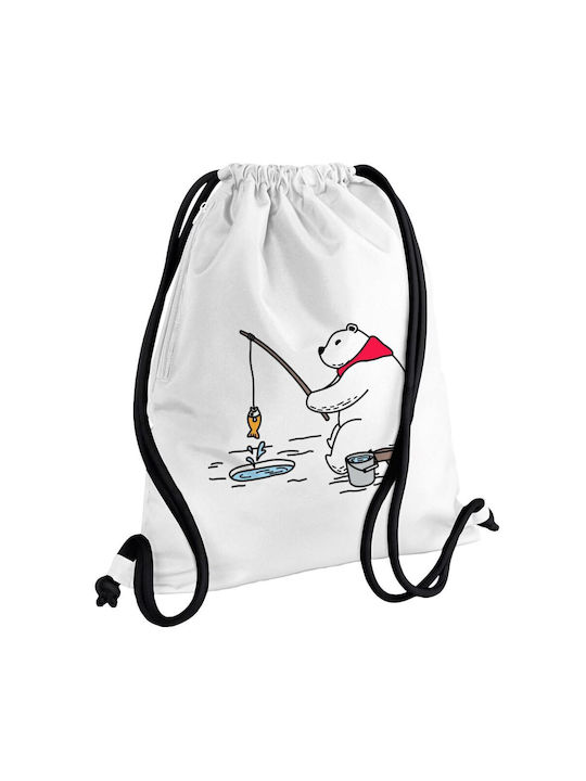 Koupakoupa Αρκούδα Ψαρεύει Gym Backpack White