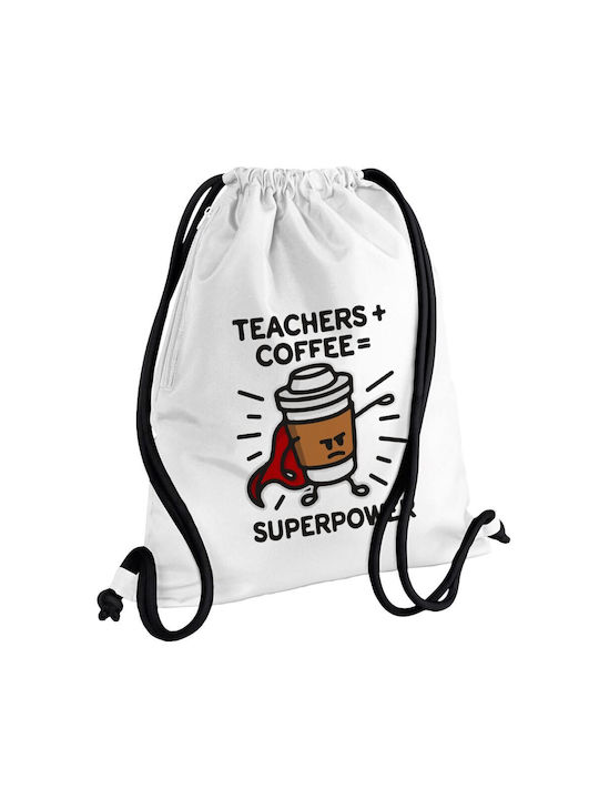 Koupakoupa Teacher Coffee Super Power Geantă Înapoi Sala de sport Alb