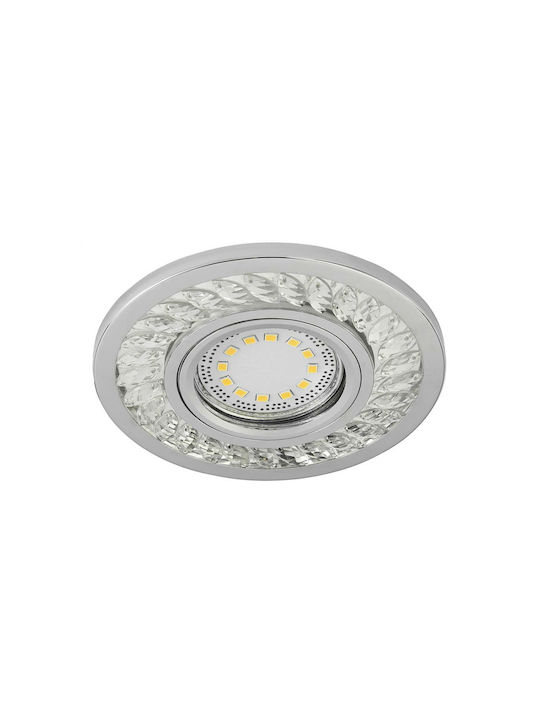 Candellux Round Crystalline Recessed Spot with Socket GU10 Silver 1pcs