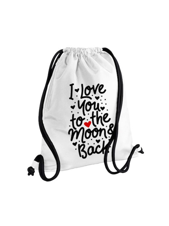 Koupakoupa I Love You To The Moon And Back With Hearts Gym Backpack White