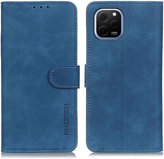 Khazneh Litchi Skin Texture Leather Back Cover Δερμάτινο Μαγνητικό Μπλε