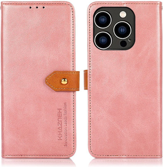 Khazneh Leather Brieftasche Leder Rose Gold (iPhone 14 Pro)