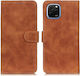 Khazneh Litchi Skin Texture Leather Back Cover Δερμάτινο Μαγνητικό Καφέ
