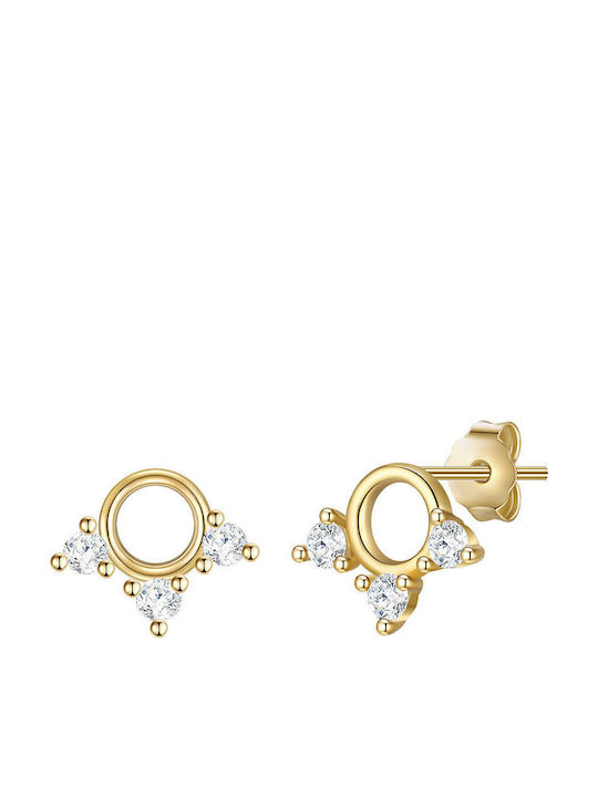 Nahla Jewels Σκουλαρίκια Καρφωτά Επιχρυσωμένα με Πέτρες