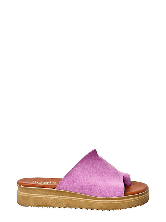 Ligglo Flatforms Leather Women's Sandals Purple