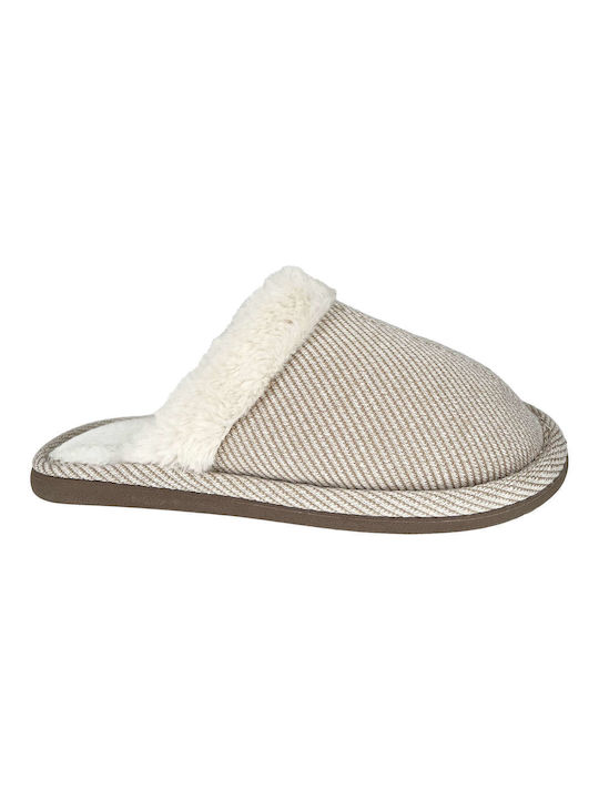 Ligglo Winter Women's Slippers with fur in Beige color