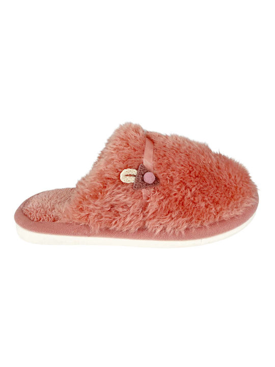 Ligglo Winter Women's Slippers with fur in Pink color