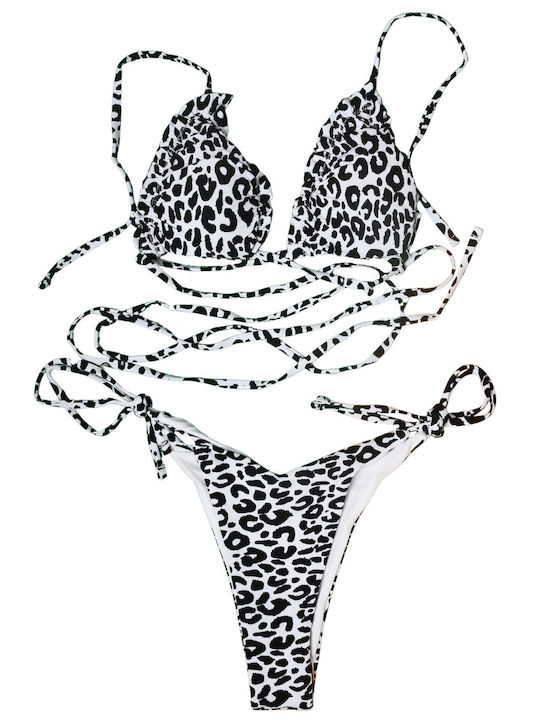 Ligglo Set Bikini Animal Print Τριγωνάκι Λευκό