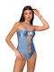 Ligglo Strapless One-Piece Swimsuit with Padding Light Blue
