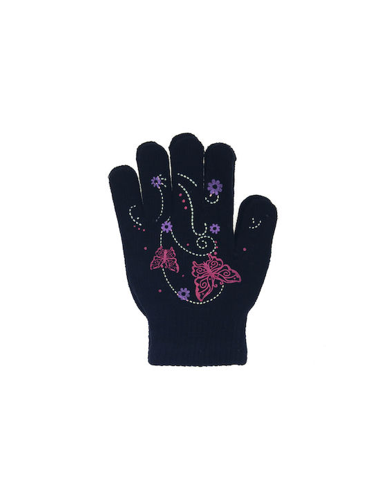 Black Knitted Butterfly Kids Gloves 11826 - Black