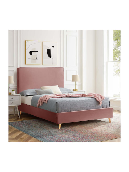 Maylin Bett Halb-Doppelbett Mit Stoff bezogen Rosa mit Latten für Matratze 120x200cm