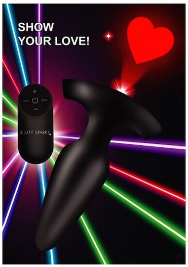 Booty Sparks Laser Fuck Me Butt Πρωκτική Σφήνα με Δυνατότητα Ασύρματης Λειτουργίας και Δόνηση Small Μαύρη