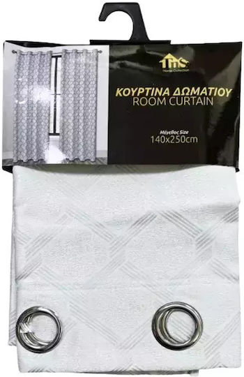 TnS Κουρτίνα Συσκότισης με Τρουκς Λευκή 140x250εκ.