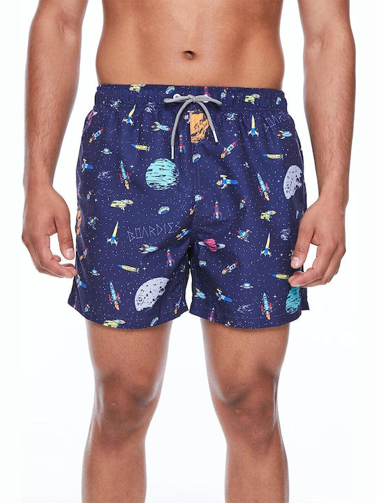 Men's Swimwear Shorts Navy Blue with Patterns