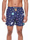 Men's Swimwear Shorts Navy Blue with Patterns