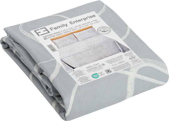 Family Enterprise Σεντόνι Μονό με Λάστιχο 110x200+35εκ. Γκρι