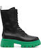 Combo A Leather Women's Combat Boots with Medium Heel Gray