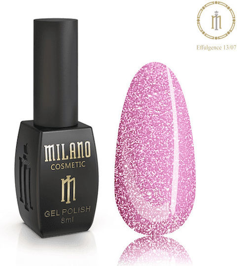 Milano Cosmetic Semi-Permanent Nail Polish Fuchsia with Glitter 8ml 1pcs