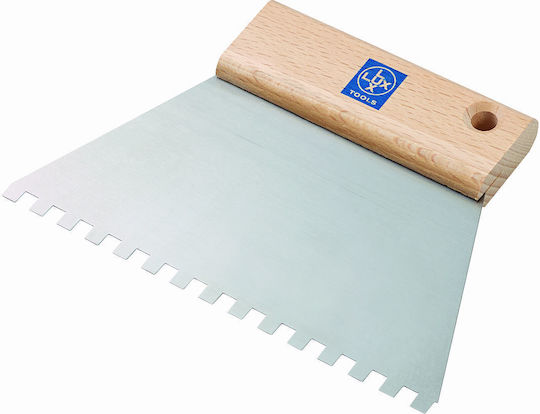 Lux Tools Σπάτουλα Μεταλλική Οδοντωτή 180mm με Ξύλινη Λαβή