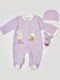 Evita Set Body pentru Bebeluși Mânecă lungă cu Accesoriu Lila 3buc