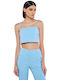 Mind Matter 2023S006 Women's Summer Crop Top with Straps & Zipper Light Blue