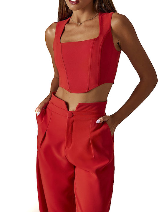 Shay Women's Summer Crop Top Sleeveless Orange