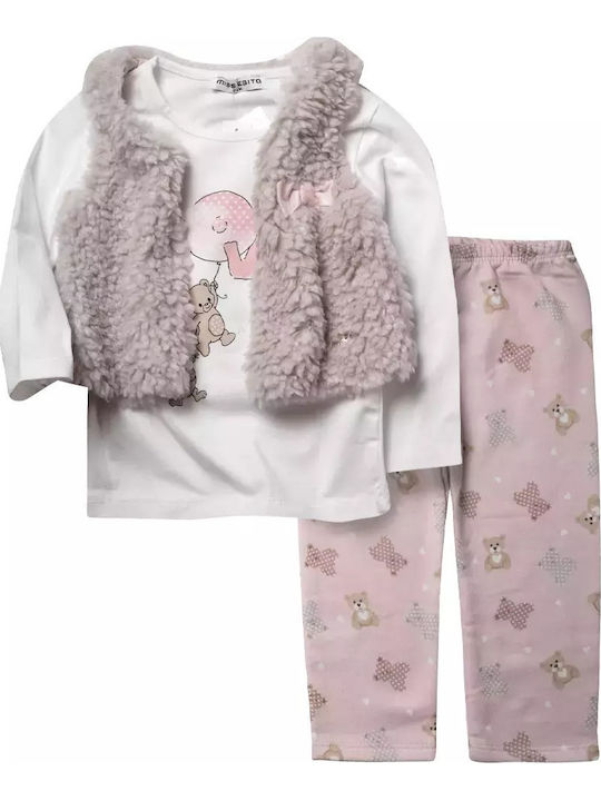 Kinder-Set mit Leggings & Jacke Winter 3Stück Beige