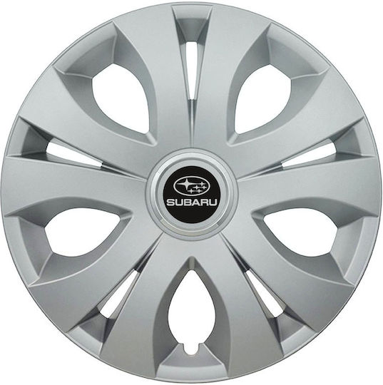 Jestic Set Capace Roți Auto cu Sigla Subaru 4buc 17" Argintiu