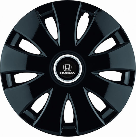 Jestic Car Hubcap Set with Honda Emblem 14" 4pcs Black
