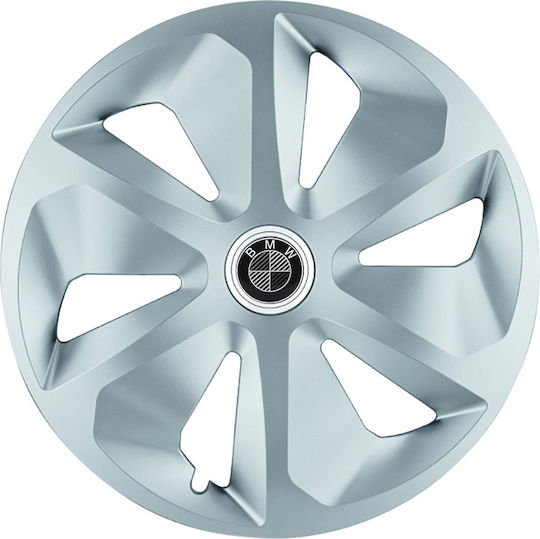 Jestic Car Hubcap Set with Bmw Emblem 15" 4pcs Silver