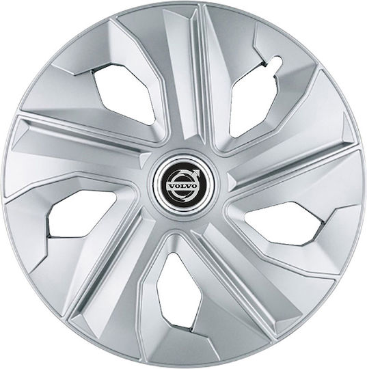 Jestic Car Hubcap Set with Volvo Emblem 15" 4pcs Silver
