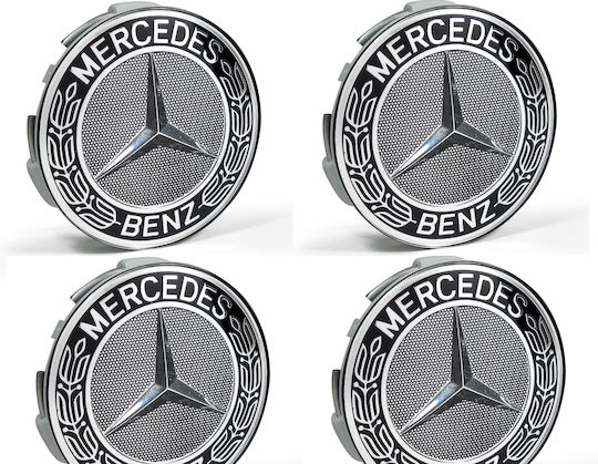 Τάπες Κέντρου Ζάντας Mercedes Benz με Εσωτερική Διάμετρο 75mm Μαύρο 4τμχ
