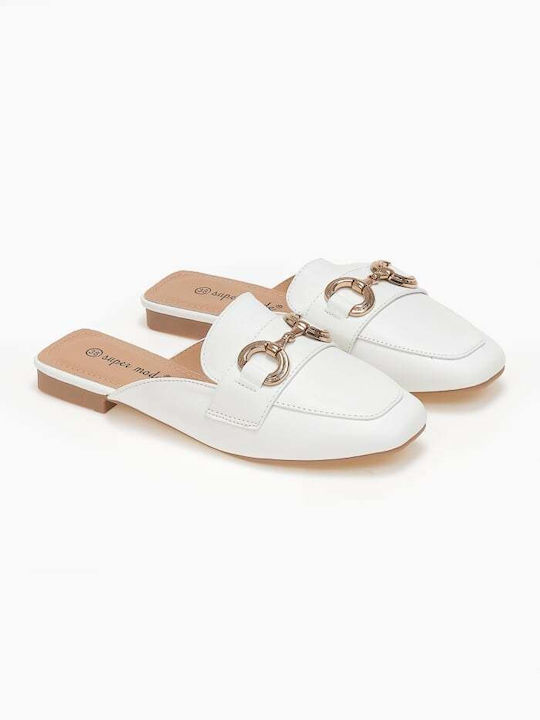 Issue Fashion Chunky Heel Mules White 0585/8004238