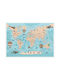 Walls Kids Wall Art Cute World Map with White Frame on Canvas 20x15cm
