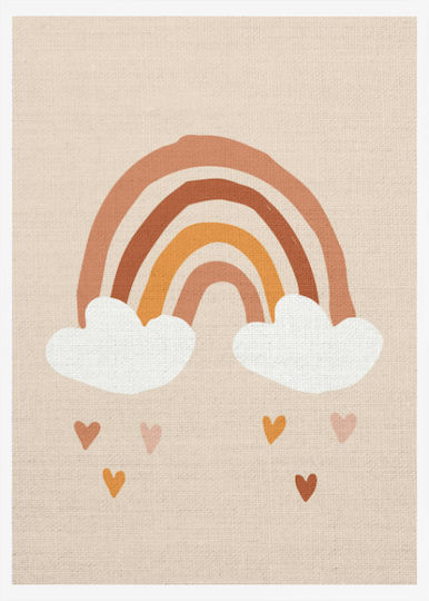 Walls Kids Wall Art Framed Colorful Rainbow with White Frame on Canvas 15x20cm