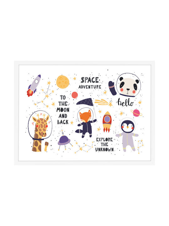 Walls Kids Wall Art Animals in Space with White...