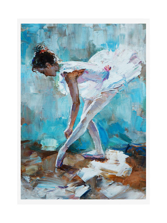 Walls Kinder Wandkunst Gerahmter Schönes Ballerina mit Weißem Rahmen auf Segeltuch 40x50cm