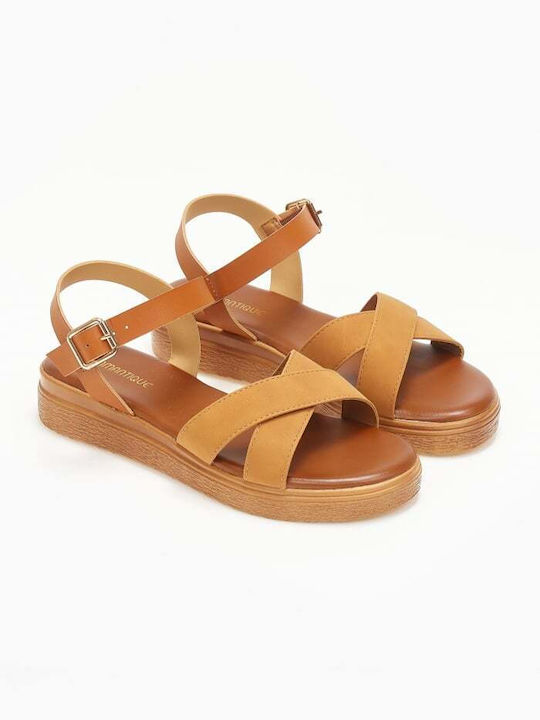 Issue Fashion Flatforms Crossover Women's Sandals Tabac Brown