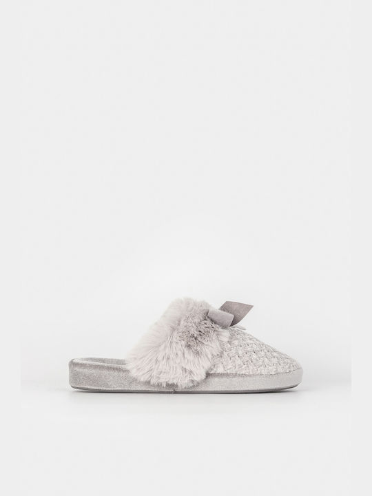 Louizidis Anatomic Women's Slippers with Fur Gray P0423-03