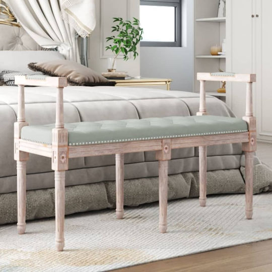Velvet Upholstered Bench Stool Gray 110x40x70cm