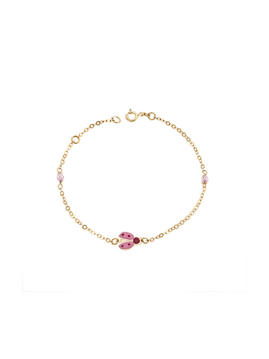 Children's bracelet with ladybug made of 9K Gold