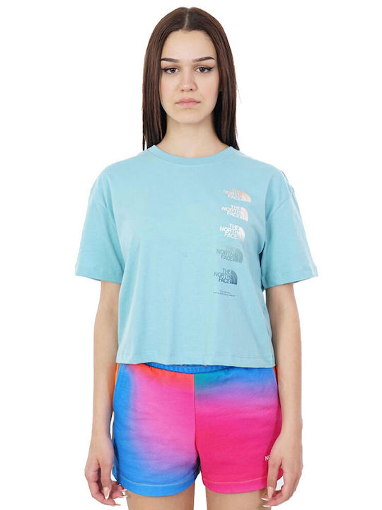 The North Face Damen Sportliches Crop Top Kurzarm Hellblau