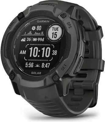 Garmin Instinct 2X Solar 50mm Αδιάβροχο Smartwatch με Παλμογράφο (Graphite)