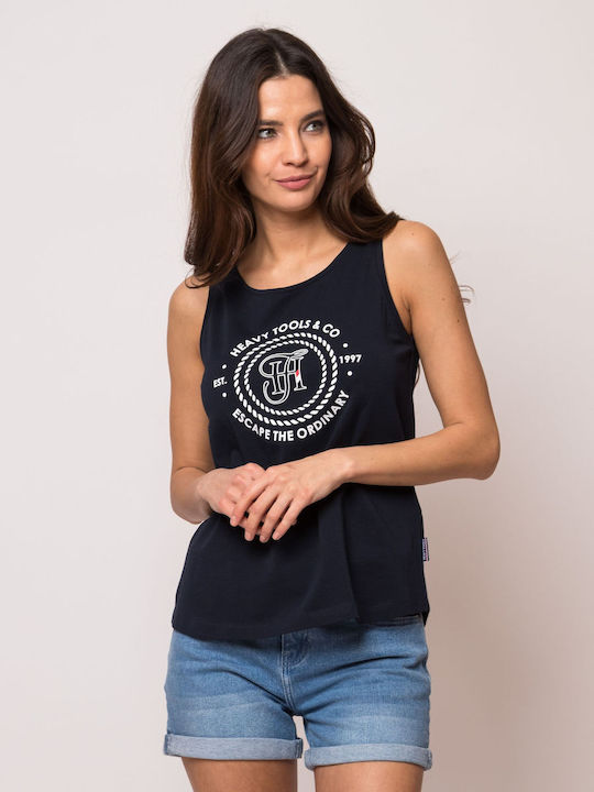 Heavy Tools Damen Sommer Bluse Ärmellos Navy