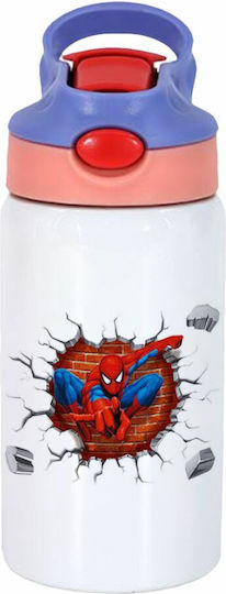 Koupakoupa Stainless Steel Kids Water Bottle Spiderman with Straw White 350ml