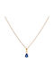 LifeLikes Necklace with Tear Design made of Gold Plated Steel with Blue Zircon